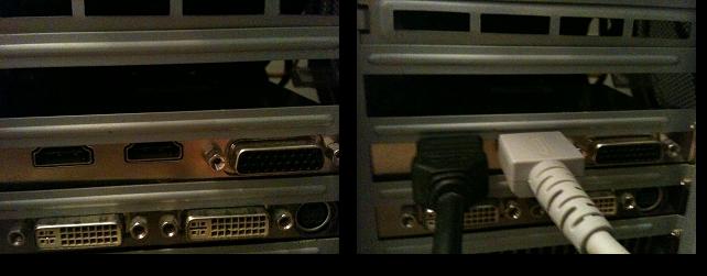 Left: The HDMI input and output ports of a capture card that supports passthrough Right: The capture card takes the console's input and sends it to the TV